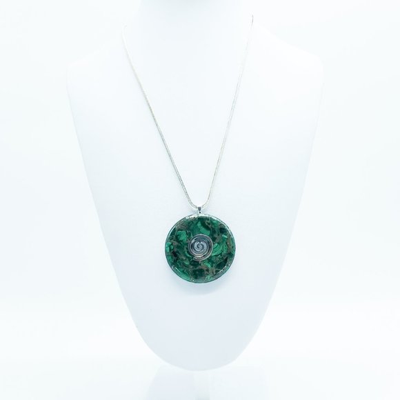 Circular Copper Malachite Necklace - Picture 2 of 5